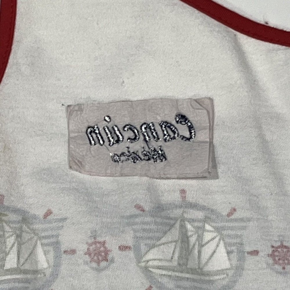 Vintage Cancun Mexico Nautical Red White Blue Sailboat Dress Women Size Medium - Picture 9 of 11